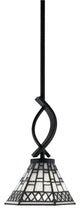 Cavella 1 Light Stem Mini Pendant, Matte Black Finish, 7" Pewter Art Glass