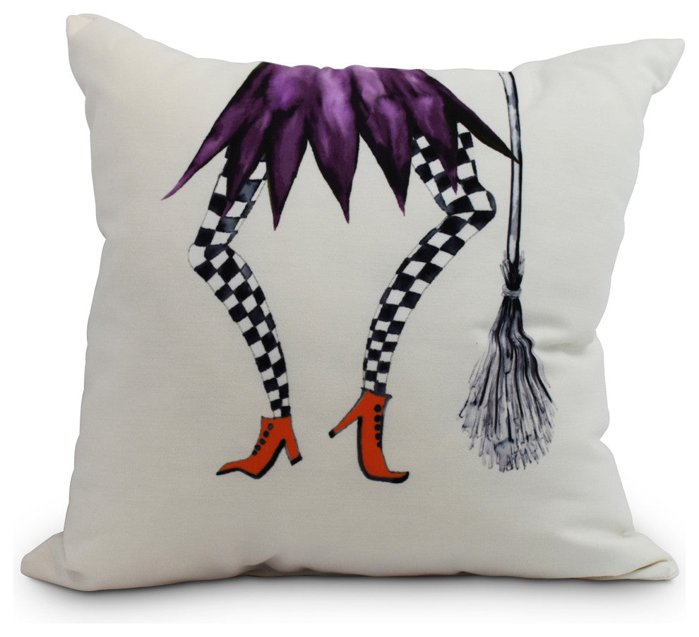 Esmerelda 16" Cream Halloween Print Decorative Throw Pillow