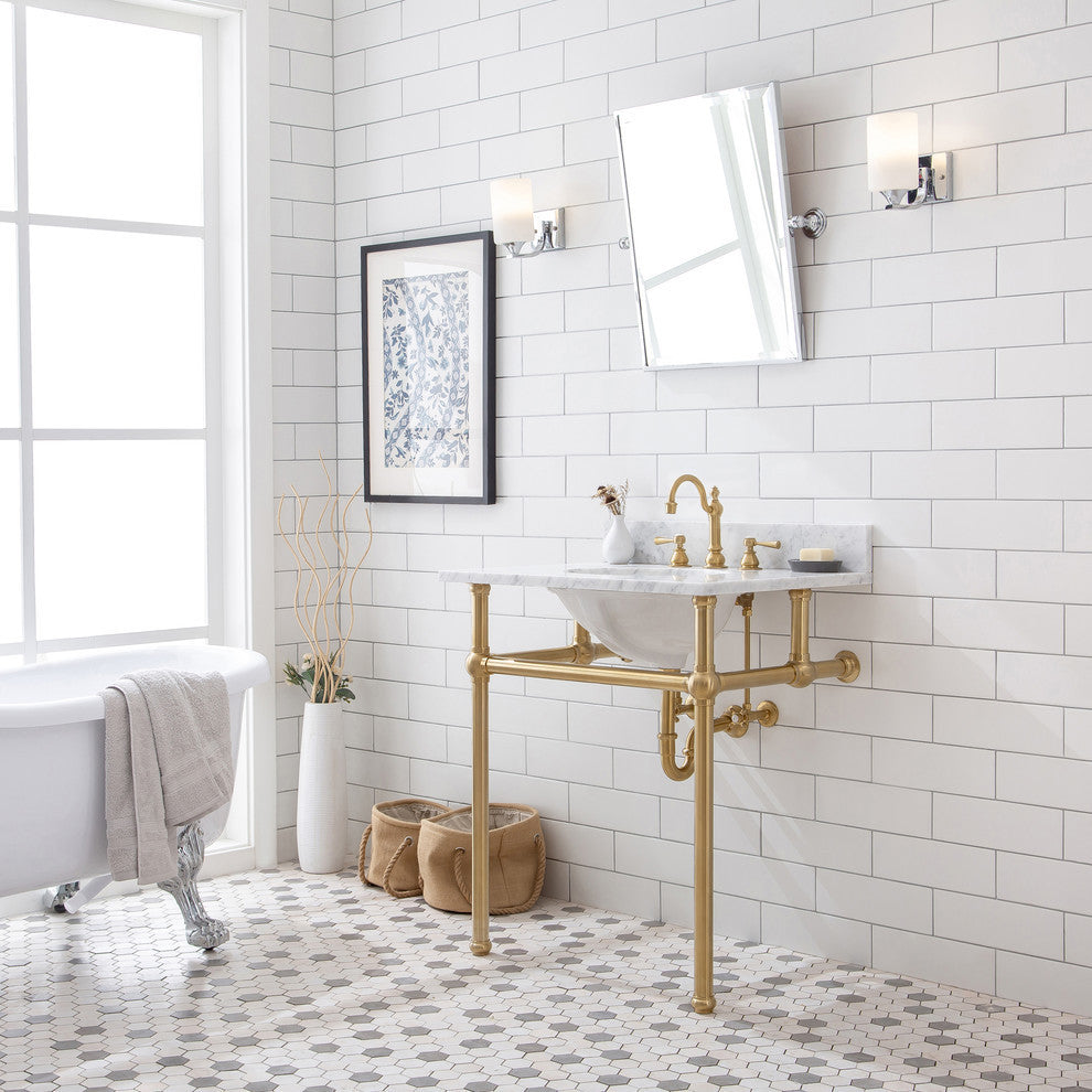 Embassy 30" Wash Stand and P-Trap, Gold