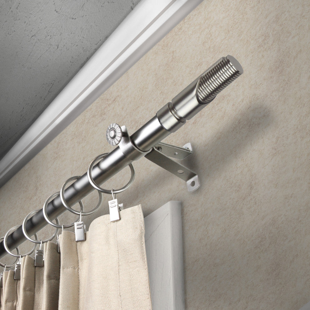 Chris 13/16" Diameter Curtain Rod, Satin Nickel, 18-28"