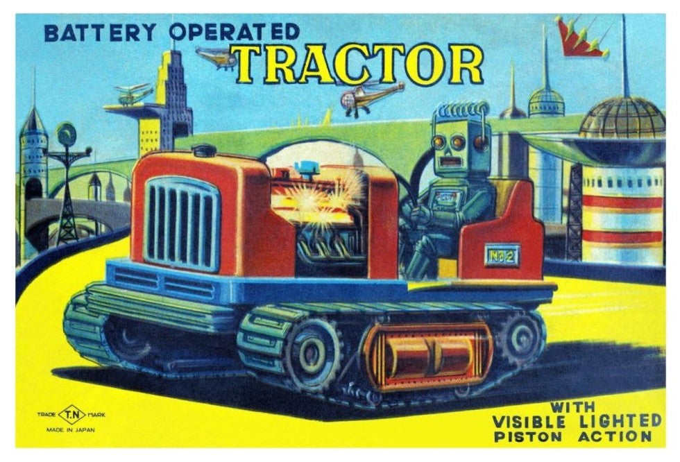 "Battery Operated Tractor" Digital Paper Print by Retrotrans, 32"x22"