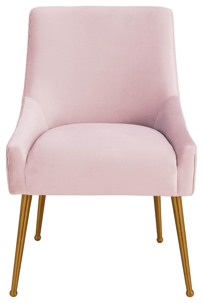 Beatrix Pleated Velvet Side Chair, Blush