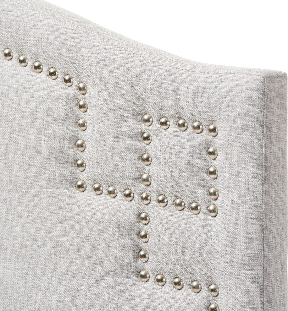 Aubrey Modern Grayish Beige Fabric Upholstered Twin Size Headboard