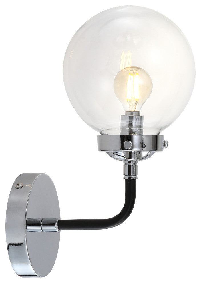 Caleb 1-Light Brass Wall Sconce, Chrome / Black, 1 - Light(s)