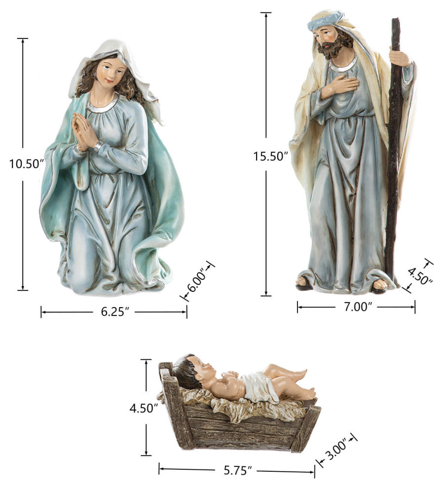 12-Piece Oversized Deluxe Blue Resin Nativity Figurine Set