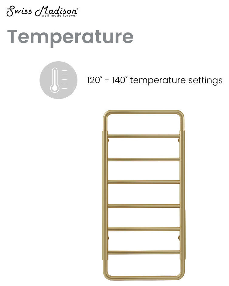 Ivy 8-Bar Electric Towel Warmer, Brushed Gold