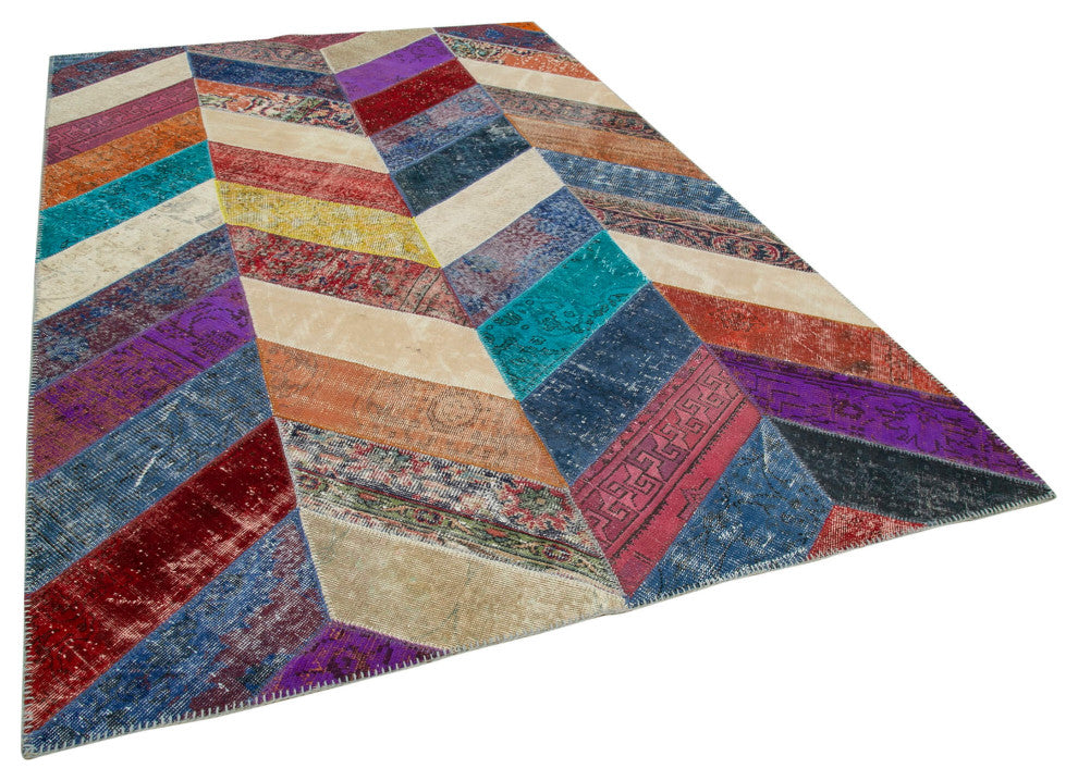 Rug N Carpet - Hand-Knotted Anatolian 6' 5" x 9' 10" Rustic Patchwork Area Rug