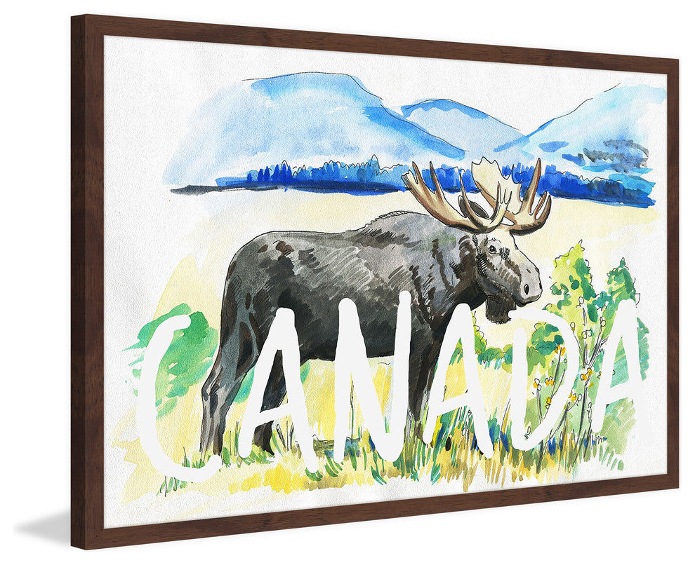 "Moose Canada White" Framed Painting Print , 30x20