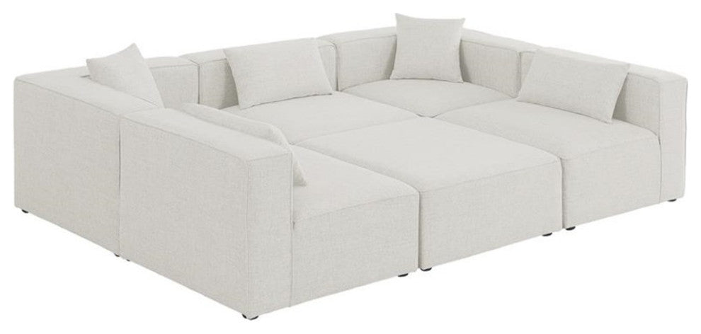 Maklaine 26'H x 108'W x 72'D Cream Durable Linen Modular Sectional