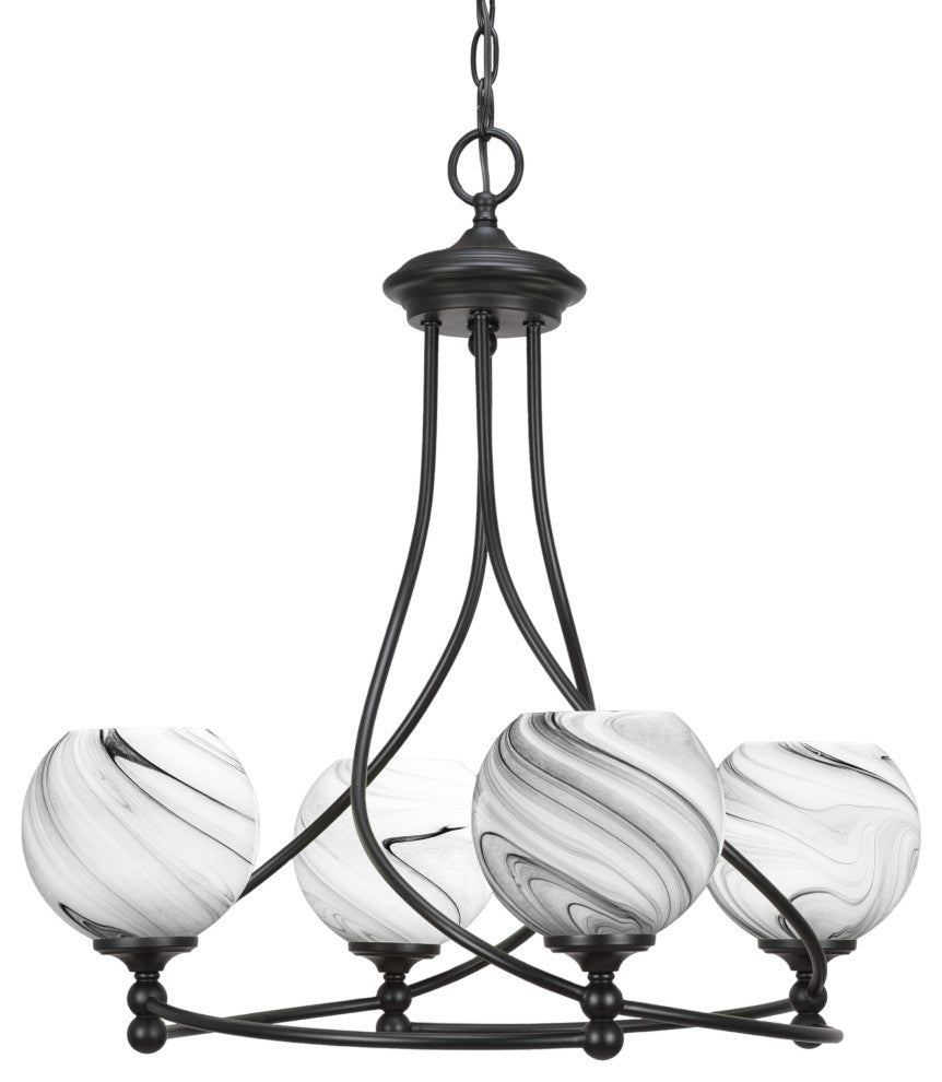 Capri 4-Light Chandelier, Matte Black/Onyx Swirl