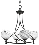 Capri 4-Light Chandelier, Matte Black/Onyx Swirl