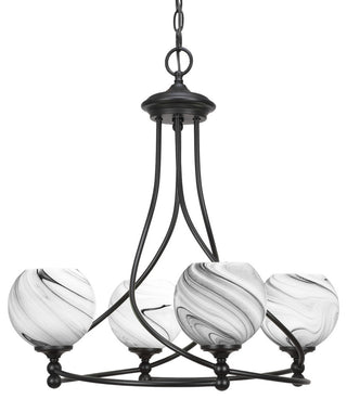 Capri 4-Light Chandelier, Matte Black/Onyx Swirl
