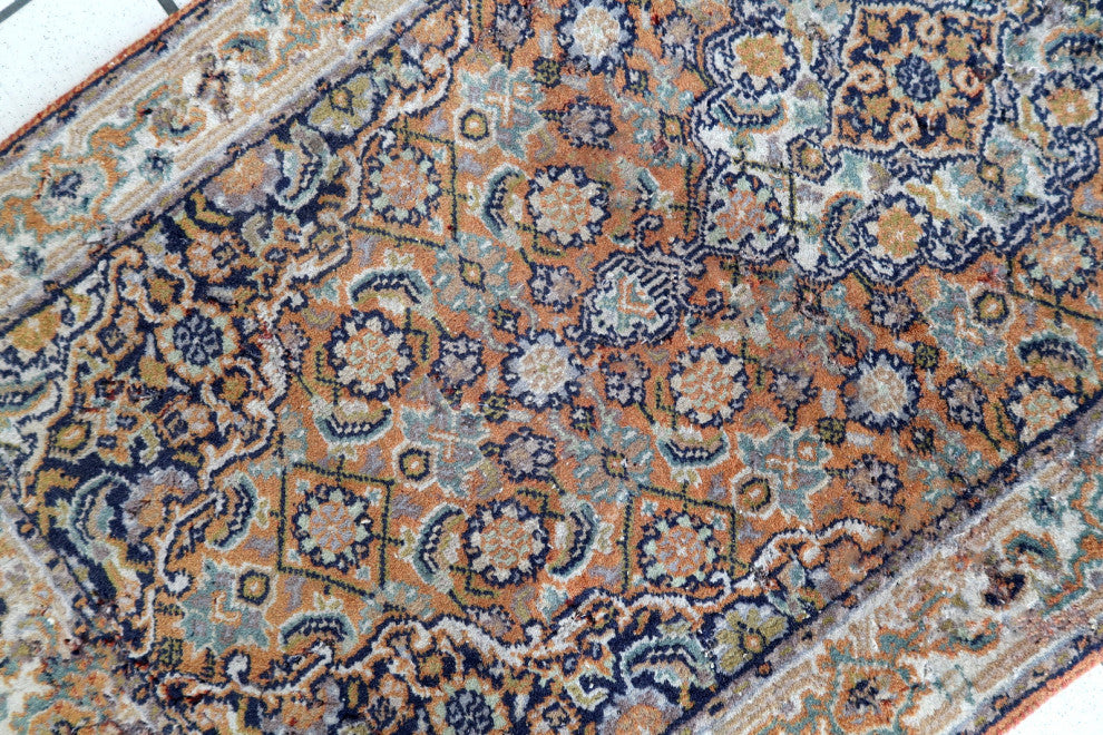 Handmade Vintage Indo-Tabriz runner 1.9'x5.8', 60cmx177cm 1970s