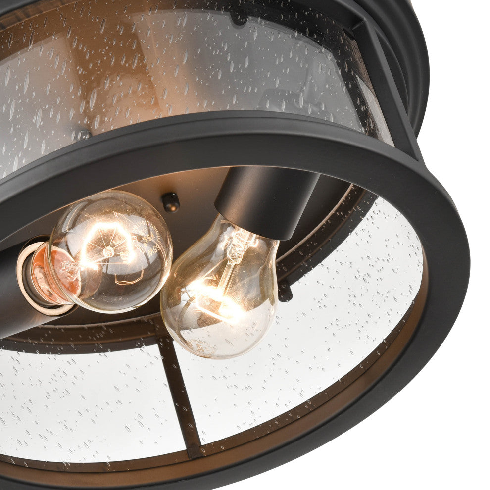 2 Light 12 in. Powder Coat Black Outdoor