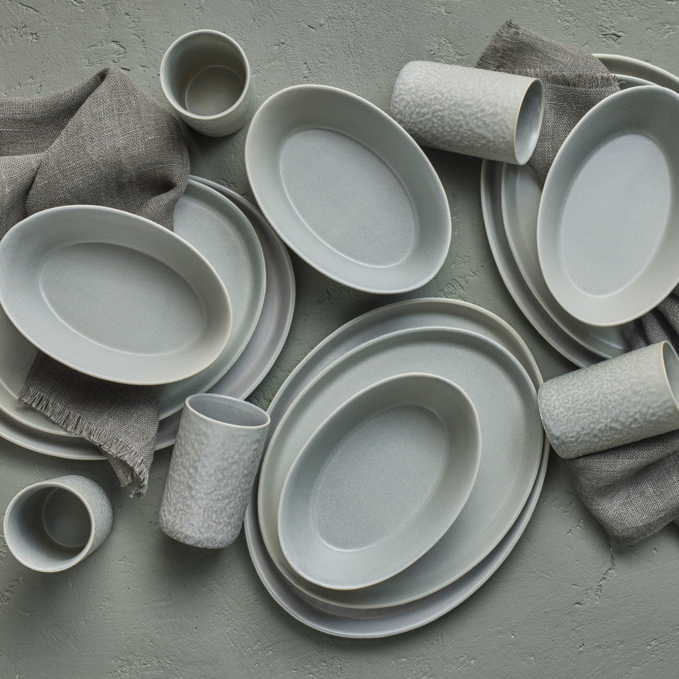 Stone by Mercer Project Katachi Stoneware 16 Piece Dinnerware Set, Grey