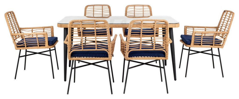 Safavieh Beson 7Pc Dining Set, Brown / Navy