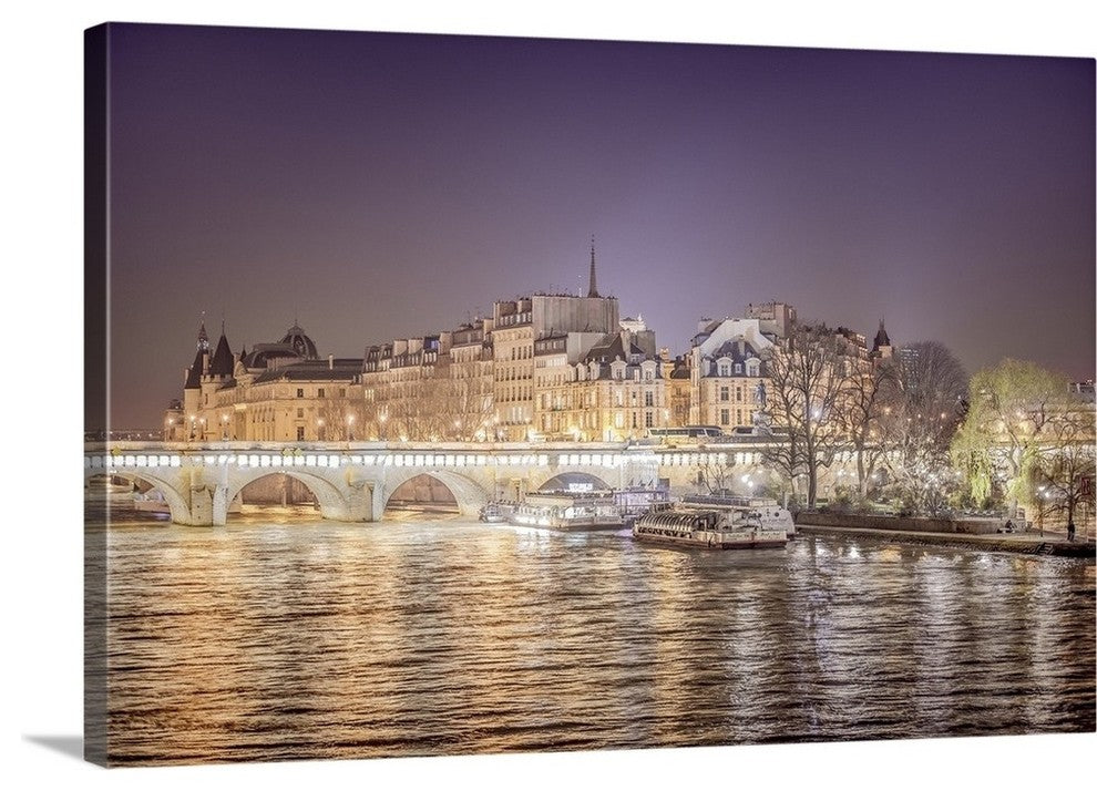 "Paris en France, la Seine" Wrapped Canvas Art Print, 36"x24"x1.5"