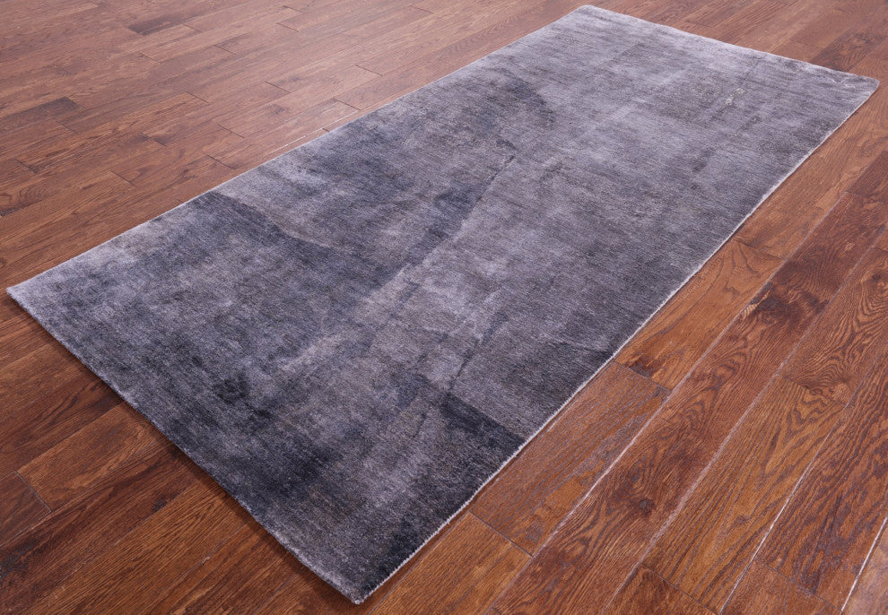 3' 7" X 7' 6" Modern Silk Hand Knotted Rug Q9090