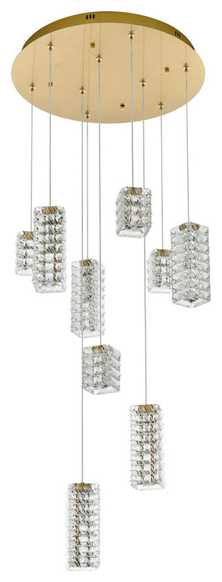 Elegant Lighting 3680D9 Aston 24"W Crystal Multi Light Pendant - Satin Gold
