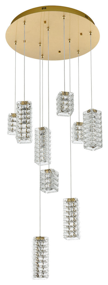 Elegant Lighting 3680D9 Aston 24"W Crystal Multi Light Pendant - Satin Gold