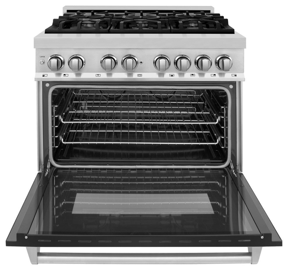 ZLINE 36 in. Professional Dual Fuel Range With Black Matte Door, RA-BLM-36