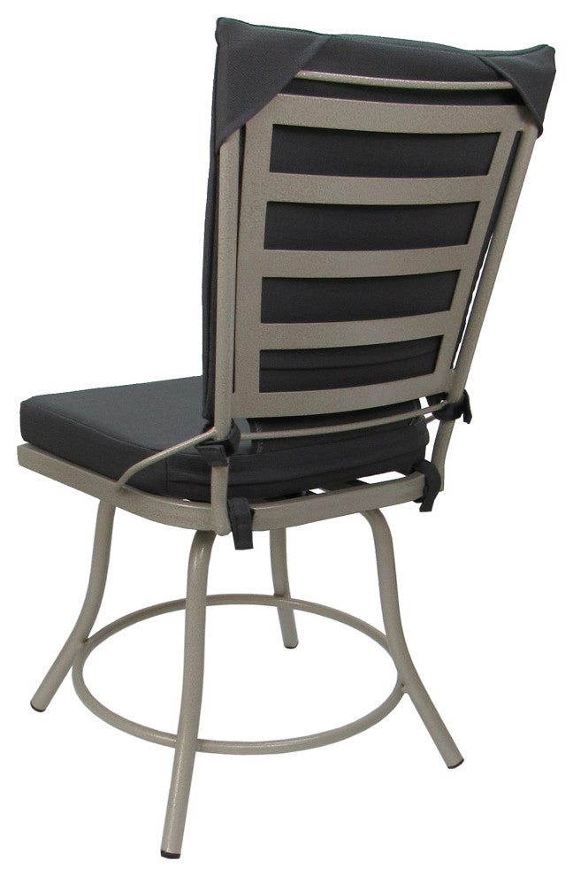 Outdoor/Indoor Patio Swivel Dining Chair Jamey Without Arms, Dark Gray Linen - Beige