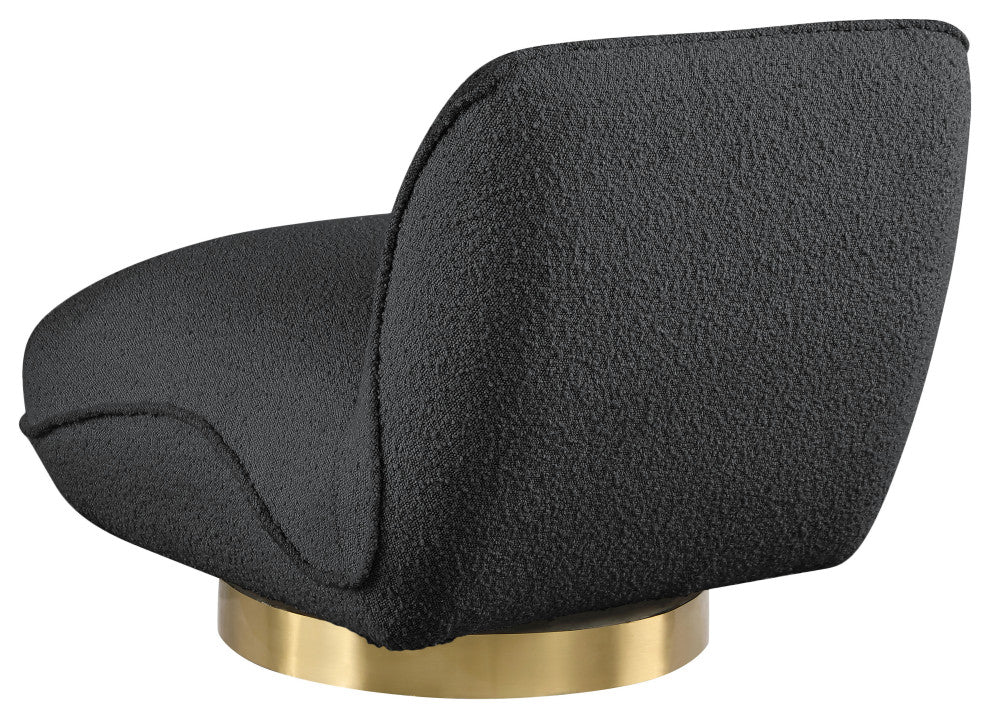 Geneva Boucle Fabric Upholstered Swivel Accent Chair, Black