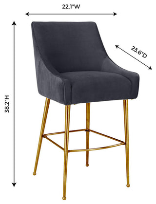 Beatrix Pleated Dark Grey Velvet Counter Stool