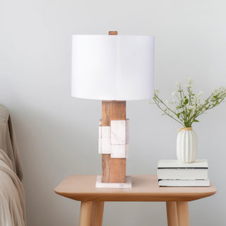 Marble, 18"H Table Lamp, White