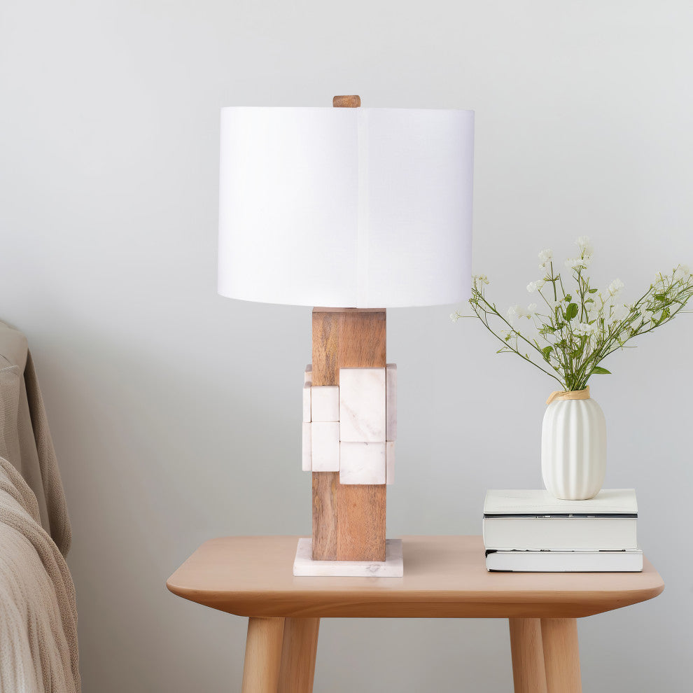 Marble, 18"H Table Lamp, White