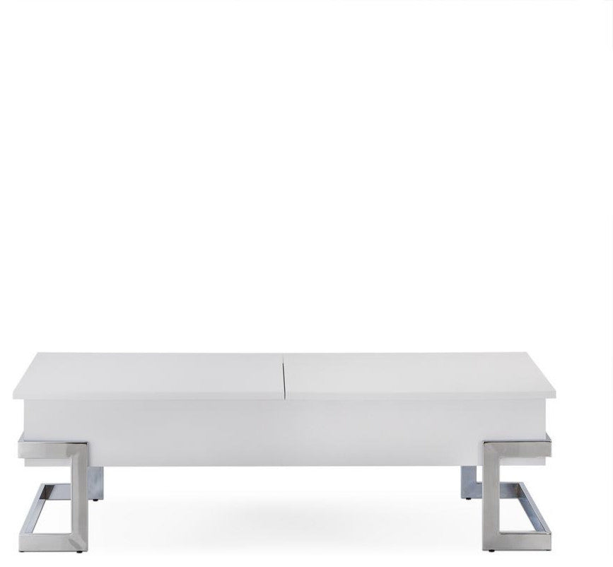 Benzara BM185788 Wooden Coffee Table With Lift Top Storage Space, White