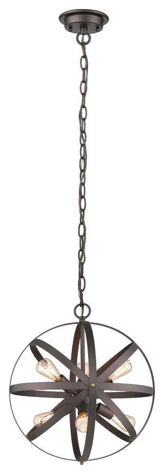 Ironclad 6-Light Rubbed Bronze Ceiling Pendant 17"