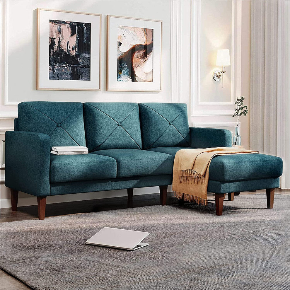 Convertible Sectional Sofa Couch with Chaise L Shaped Sofa Couch, Blue