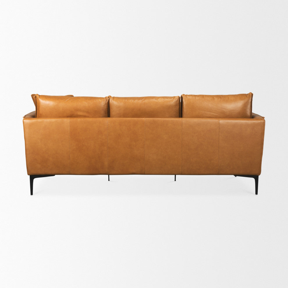 Lake Como 85.8Lx36.6Wx32.3H Tan Leather Three Seater Sofa