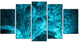 Magical Blue Psychedelic Forest, Abstract Canvas Art Print, 60"x32", 5 Panels