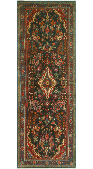 Fine Vintage Distressed Andromac Charcoal/Blue Runner, 3'6 x 10'2