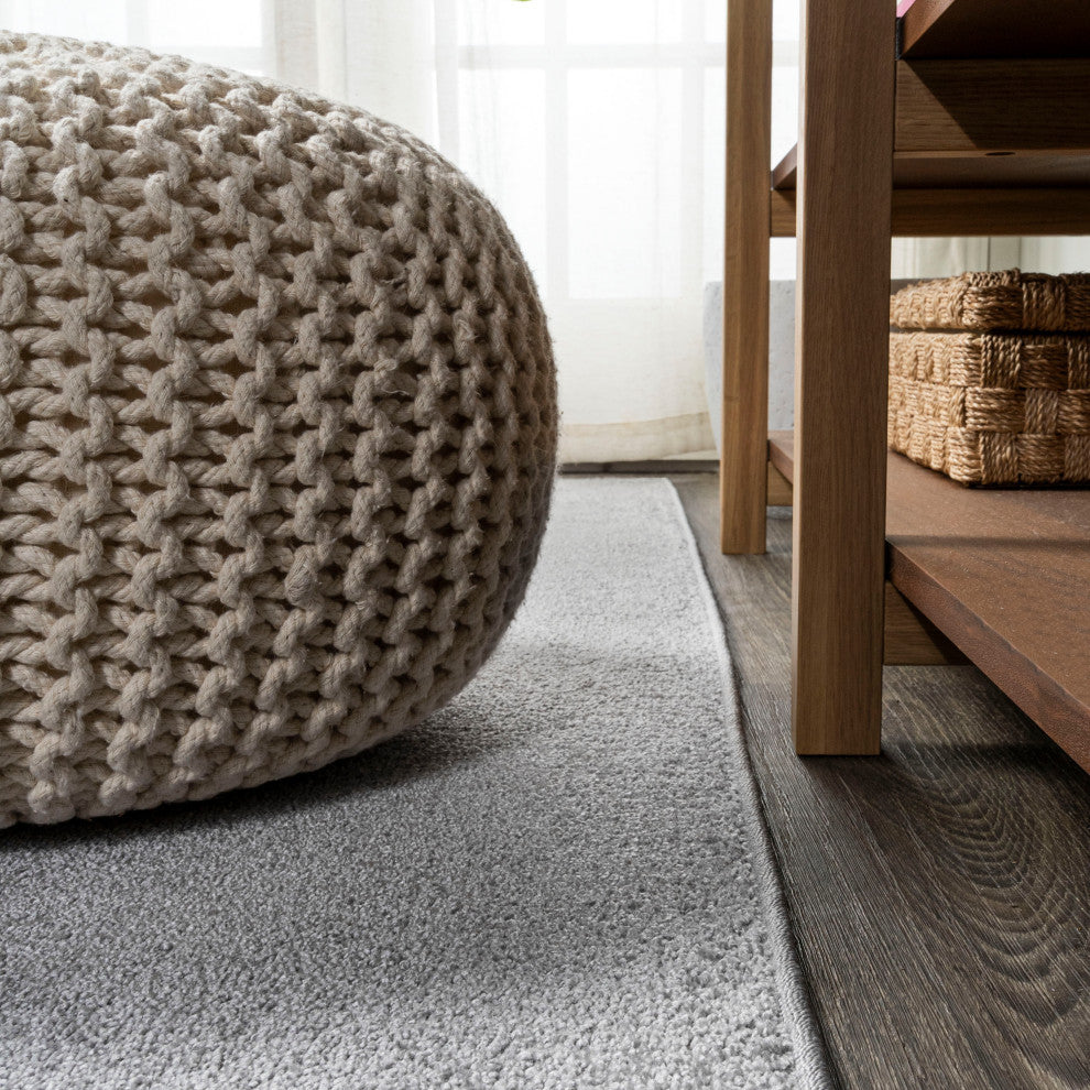 Haze Solid Low-Pile Runner Rug, Light Gray, 8 X 10