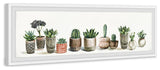 "Colored Pots and Cactus" Framed Painting Print, 30"x10"