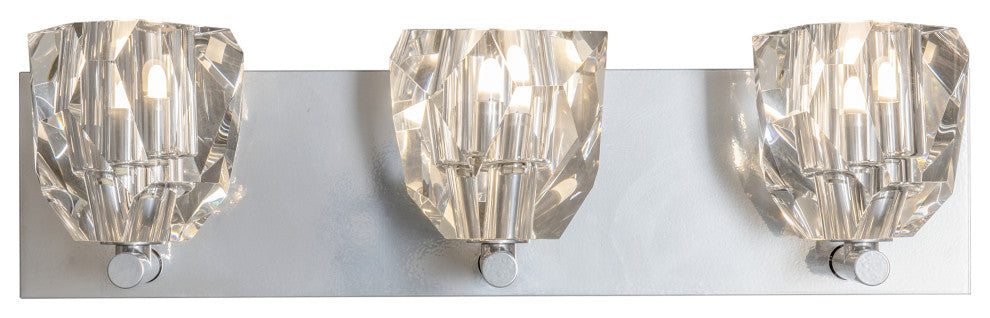 Gatsby 3-Light Bath Sconce, Sterling Finish, Crystal Accents