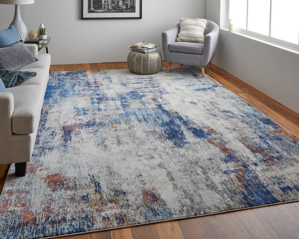 Weave & Wander Adelmo Abstract Contemporary Rug, Multi/Ivory, 7'10"x10'