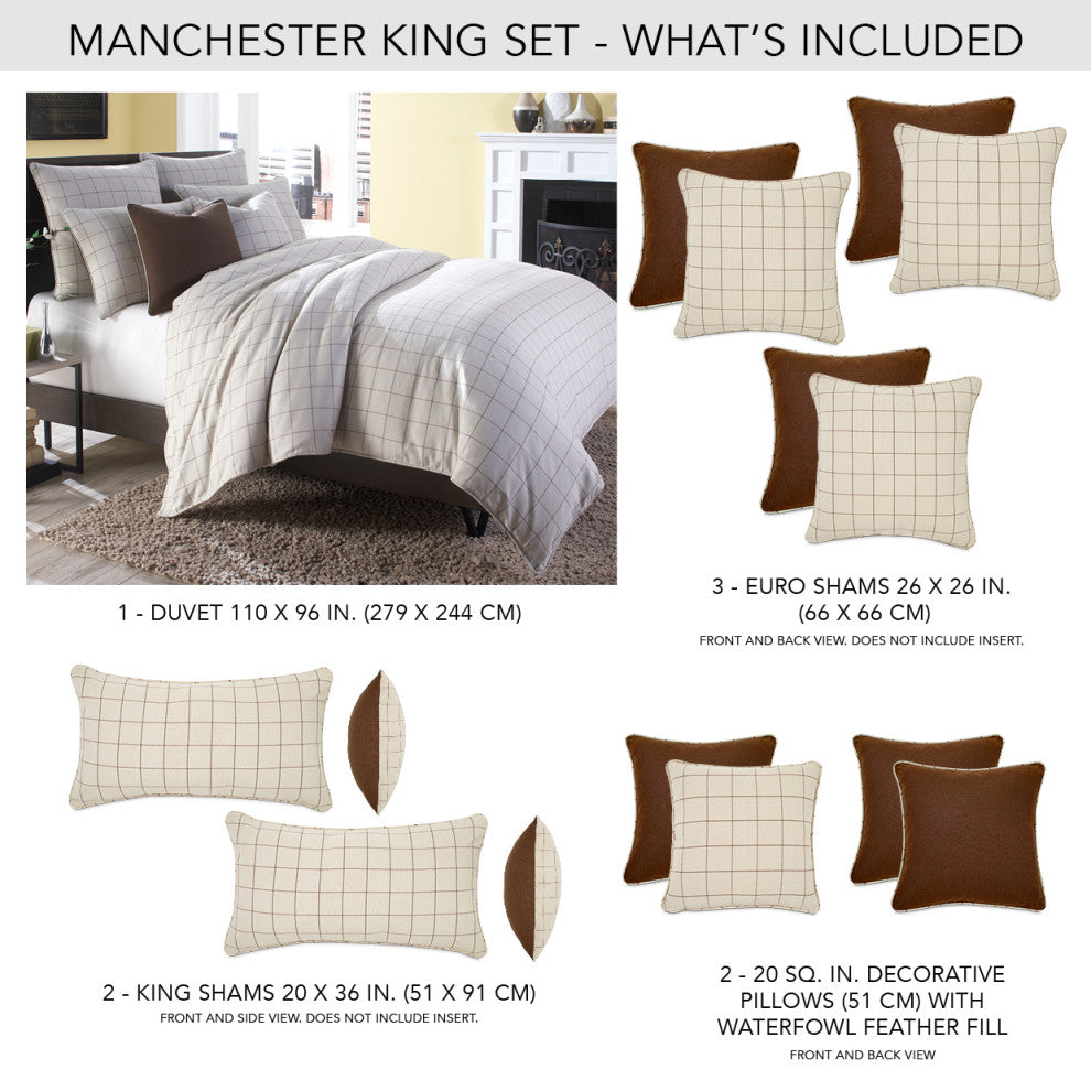 Manchester Coverlet/Duvet Set - Creme, King, 8-Piece Set