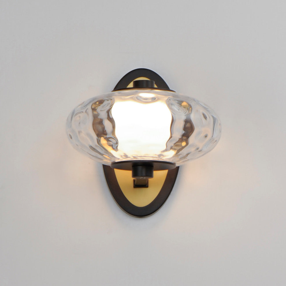 ET2 E24030-24 Amulet 5" Tall LED Wall Sconce - Black / Natural Aged Brass