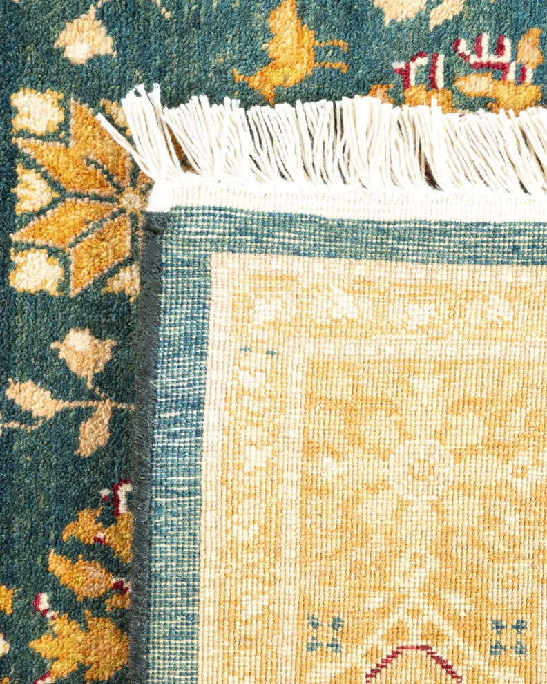 Mogul, One-of-a-Kind Hand-Knotted Runner Green, 6'2"x12'9"