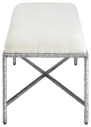 Valley Upholstered Bench, Cream, 54" W x 18" D, Silver, Chenille Fabric