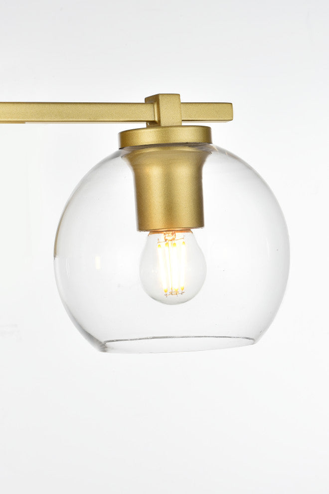 3 Light Brass And Clear Bath Sconce