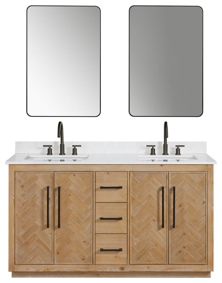 Bellavia Bath Vanity, Weathered Fir, 60", With Mirror