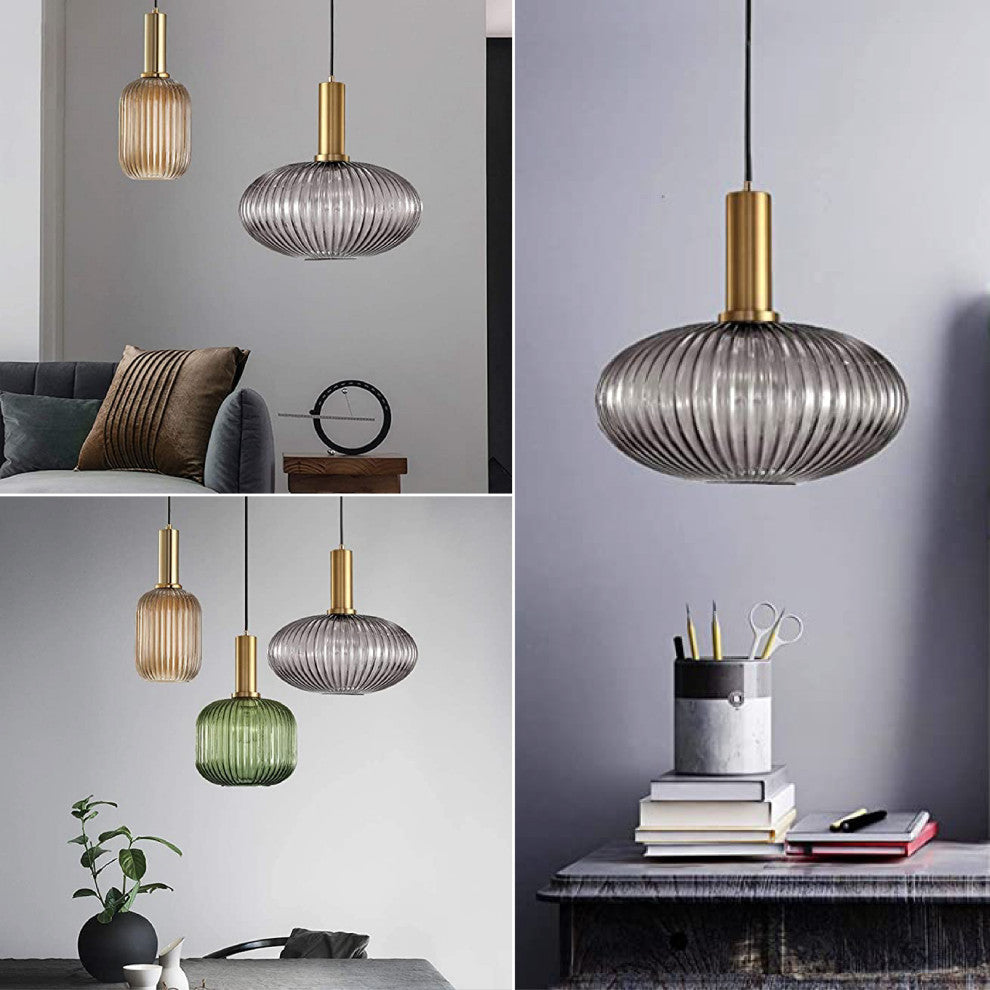 1Light gold pendant light Adjustable gray lamp shade Modern Kitchen Island light