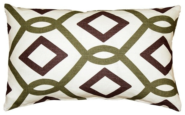 Pillow Decor - Tuscany Linen Sage Diamond Chain Throw Pillow 12X20
