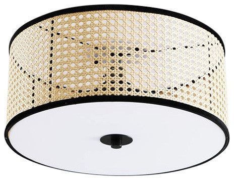 Vidalite Nakuv Rattan And Velvet Flush Mount Lamp