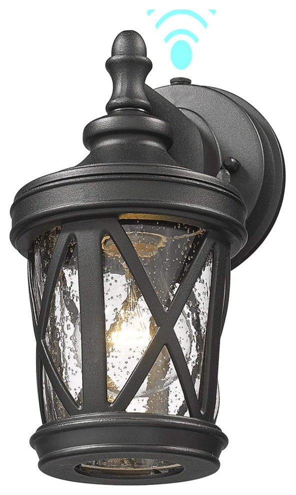Black Dusk To Dawn Wall Light Glass Wall Mount Light Fixture